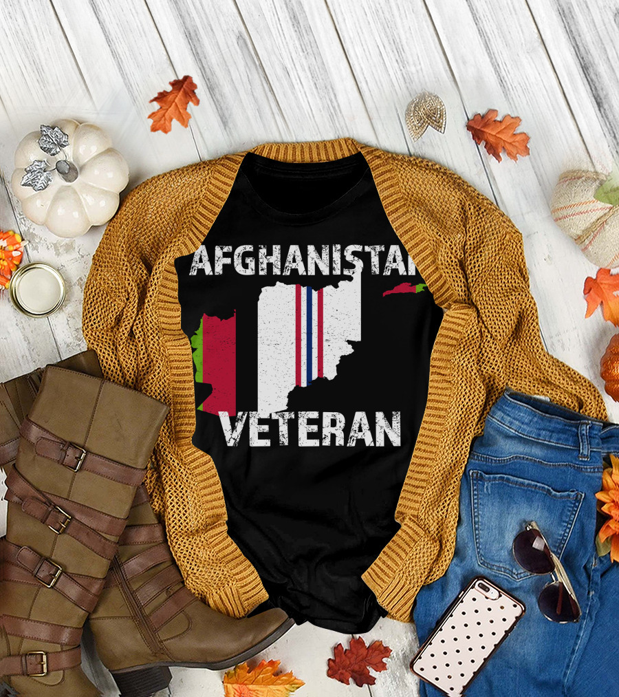 Afghanistan Veteran US Military Vintage Vet Map T-Shirt
