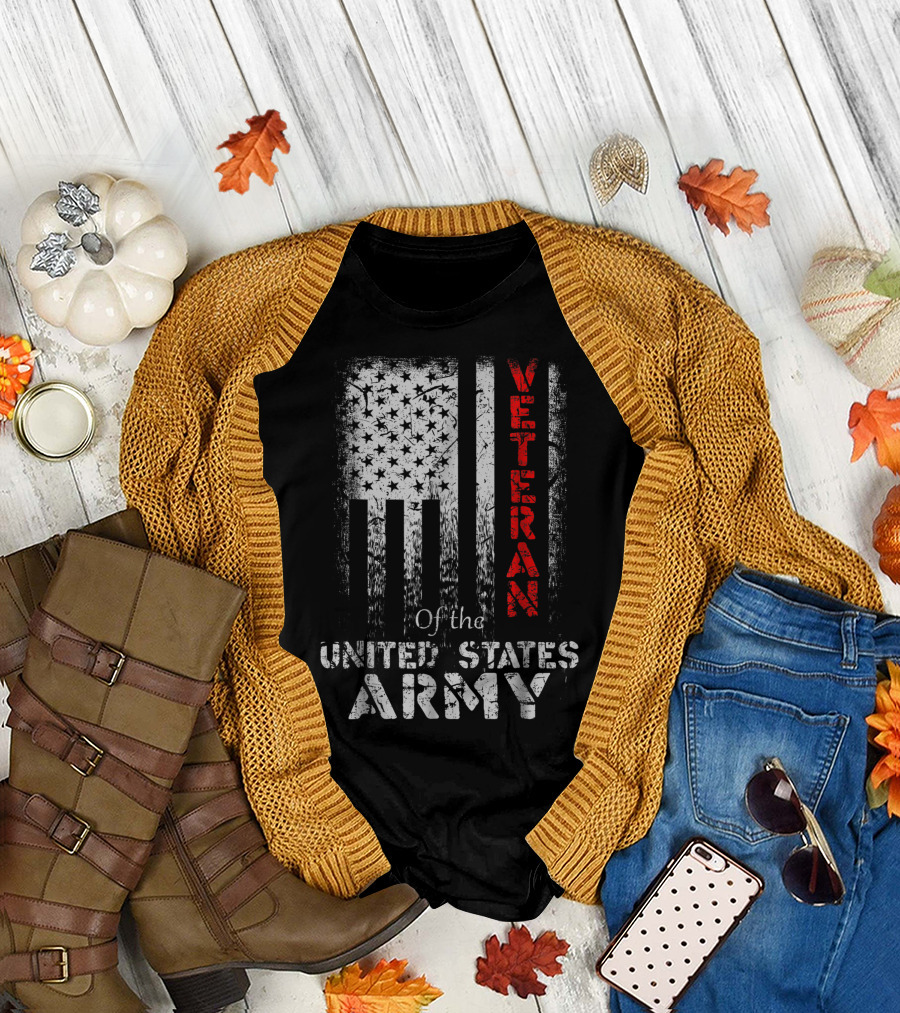 Veteran of the United States Army Vintage American Flag T-Shirt