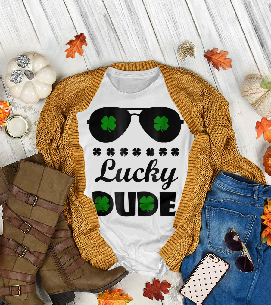 Lucky Dude Shamrock Sunglasses T-Shirt