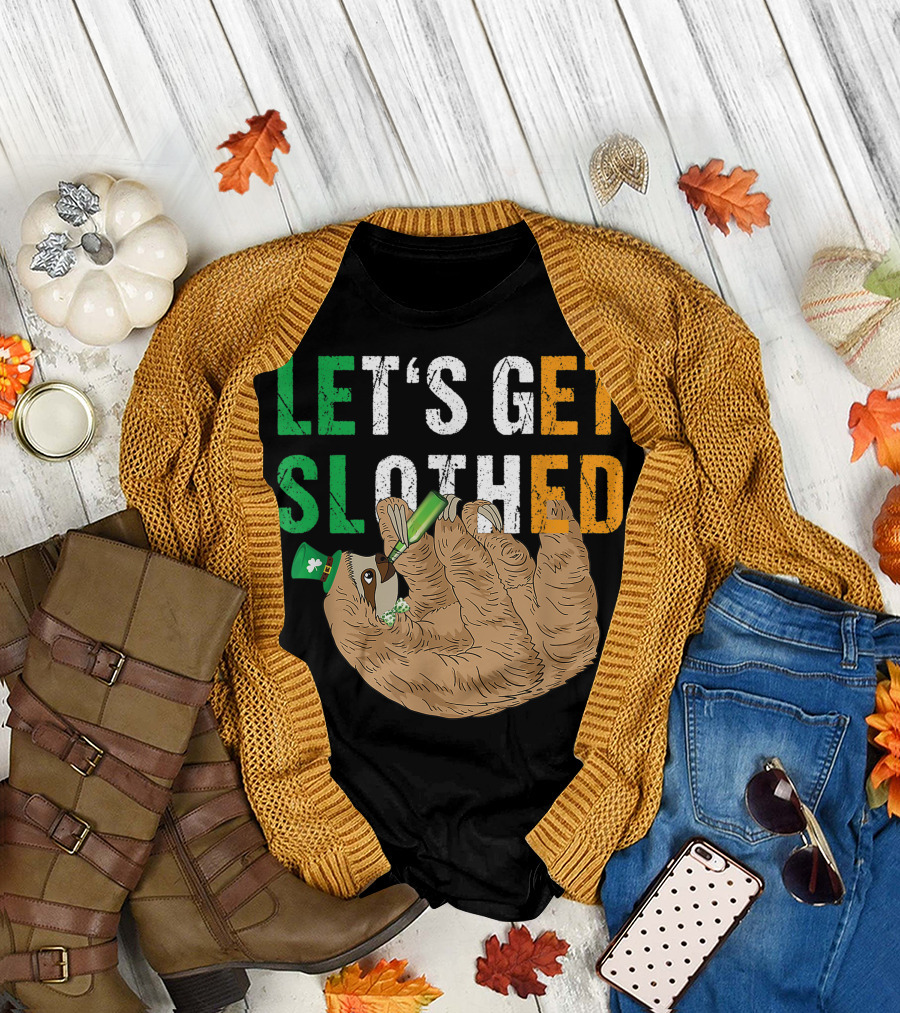 Let's Get Slothed Irish Sloth Drinking on St. Patrick's Day T-Shirt