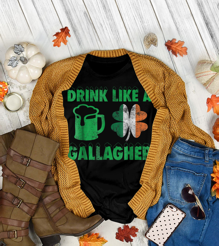 Drink Like a Gallagher St. Patrick's Day Beer Shamrock T-Shirt