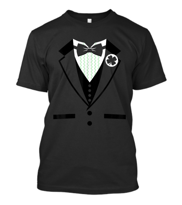 Leprechaun Costume Tuxedo With Clover Lapel And Bow Tie T-Shirt