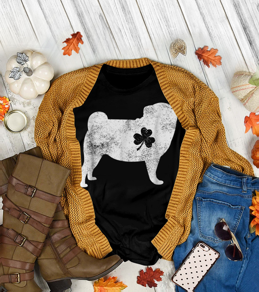 Pug with Irish Clover T-Shirt