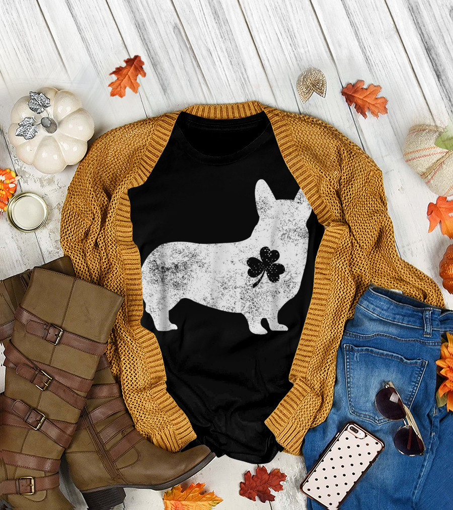 Corgi with Irish Clover T-Shirt