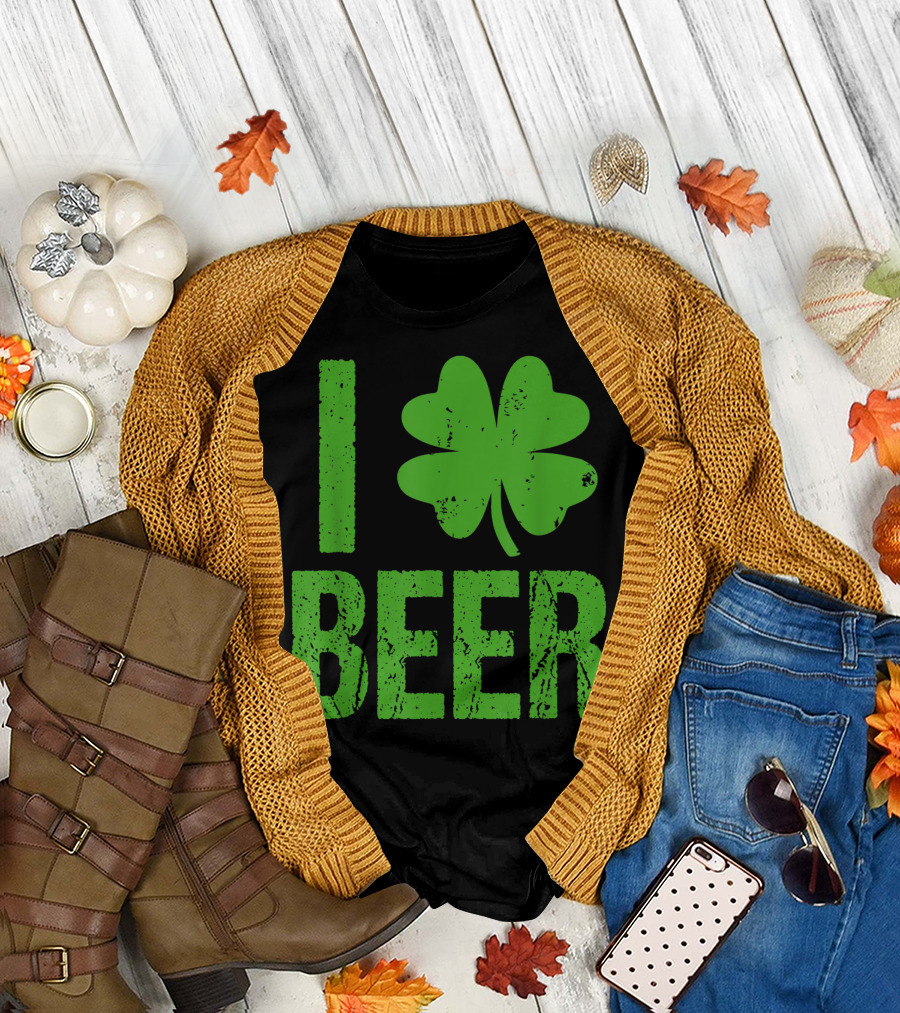 I Love Beer Four Leaf Clover St Patrick's Day T-Shirt