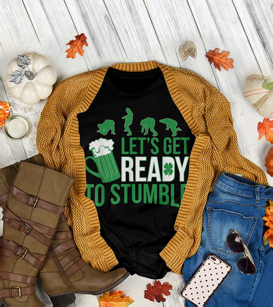 St Patricks Day Let's Get Ready To Stumble Party Beer Mug Clover Icons T-Shirt