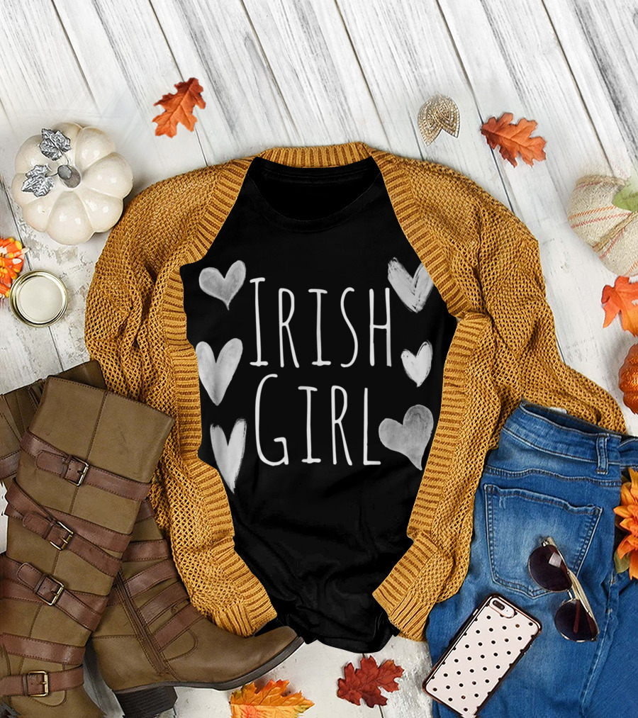 Irish Girl Hearts Retro St. Patrick's Day In Green T-Shirt