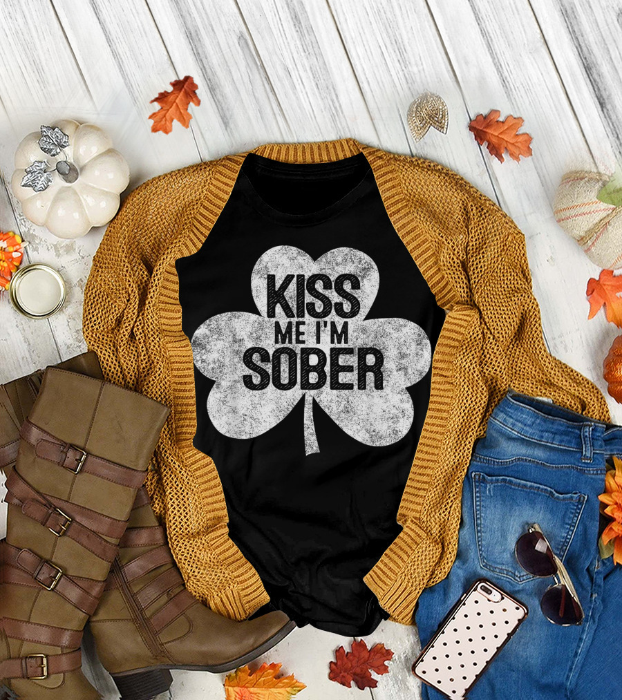 Kiss Me I'm Sober Shamrock T-Shirt