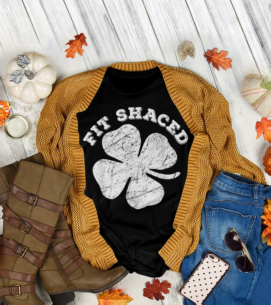 St. Patrick's Day Fit Shaced Clover Beer Whiskey Drinking T-Shirt