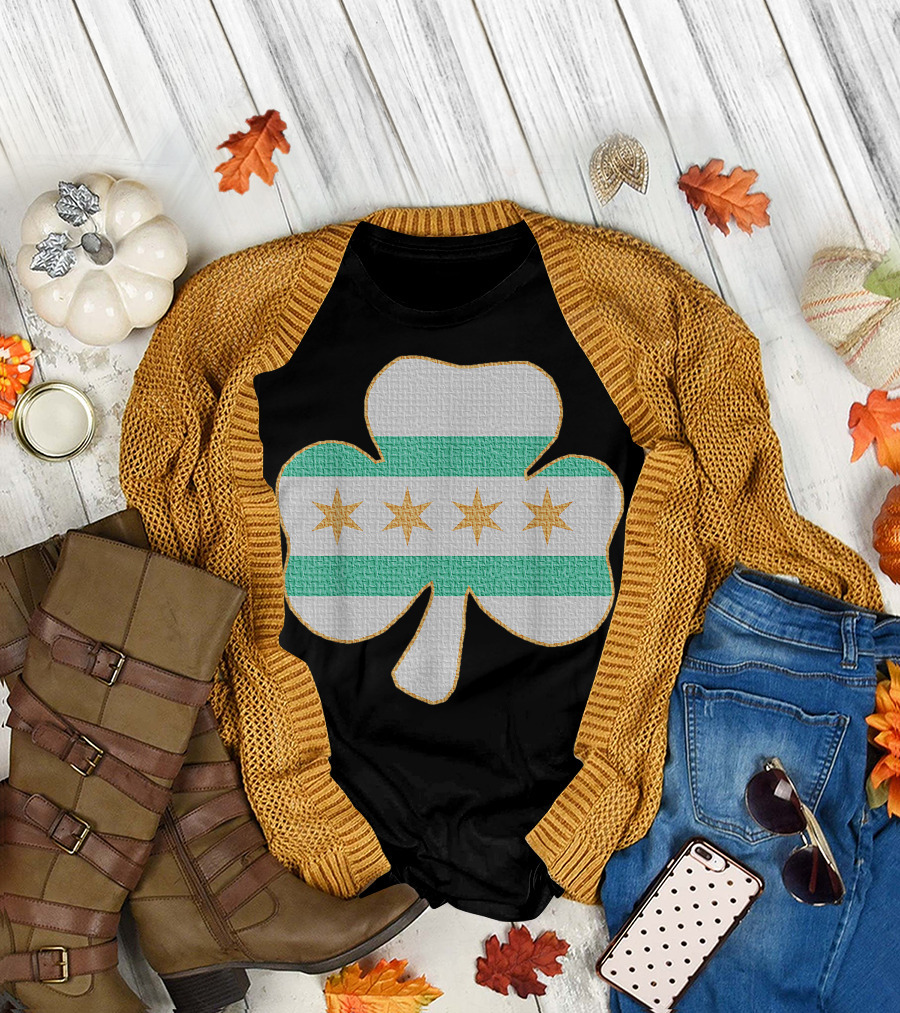 Chicago Irish Flag Shamrock Stars T-Shirt