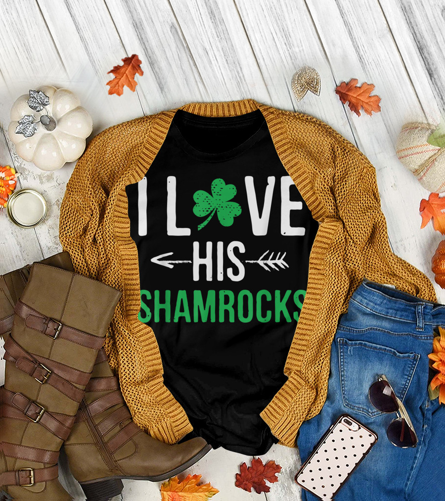 I Love His Shamrocks Arrow Clover St. Patrick's Day T-Shirt
