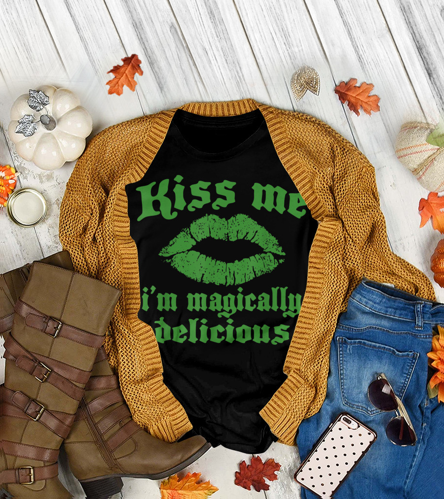 Kiss Me I'm Magically Delicious Lips St. Patrick's Day Fun T-Shirt