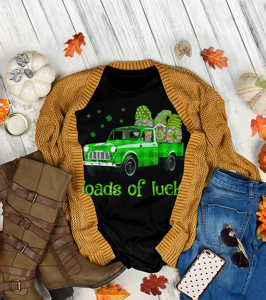 Loads Of Luck Gnomes With Green Truck And Shamrocks Patrick's Costume T-Shirt