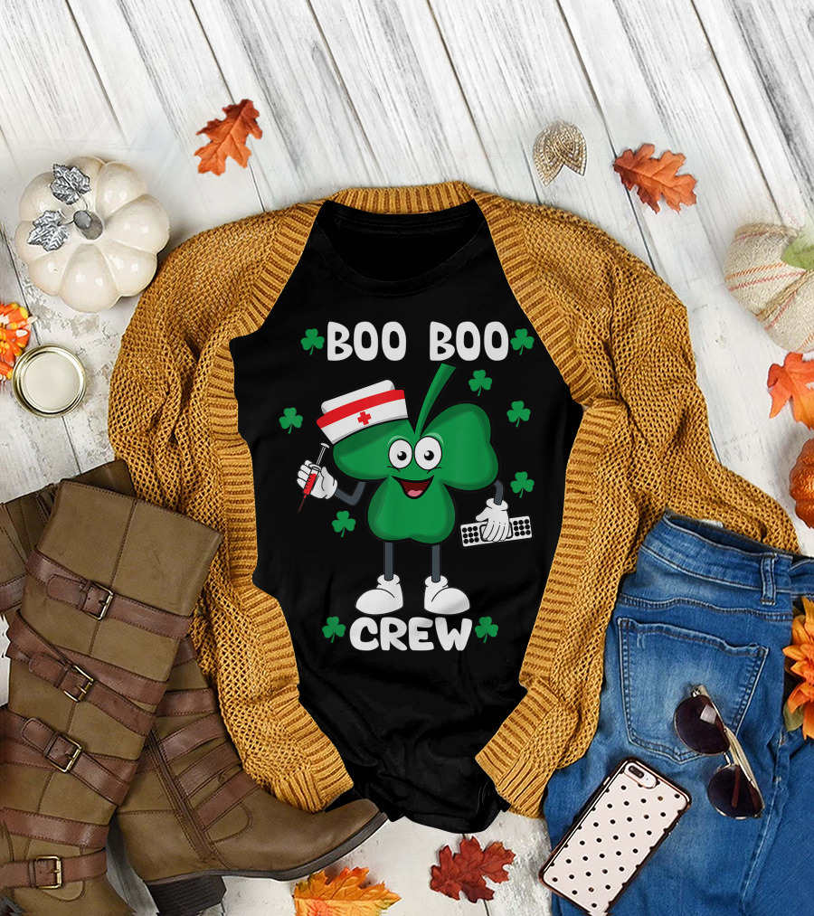 Boo Boo Crew Nurse Shamrock St. Patrick's Day Funny Nurse T-Shirt