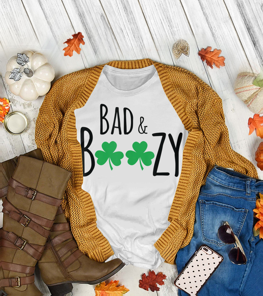 Bad Boozy St. Patrick's Day Two Shamrocks T-Shirt