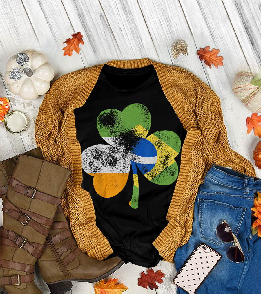 Irish Brazilian Shamrock with Brazilian Flag Colors T-Shirt