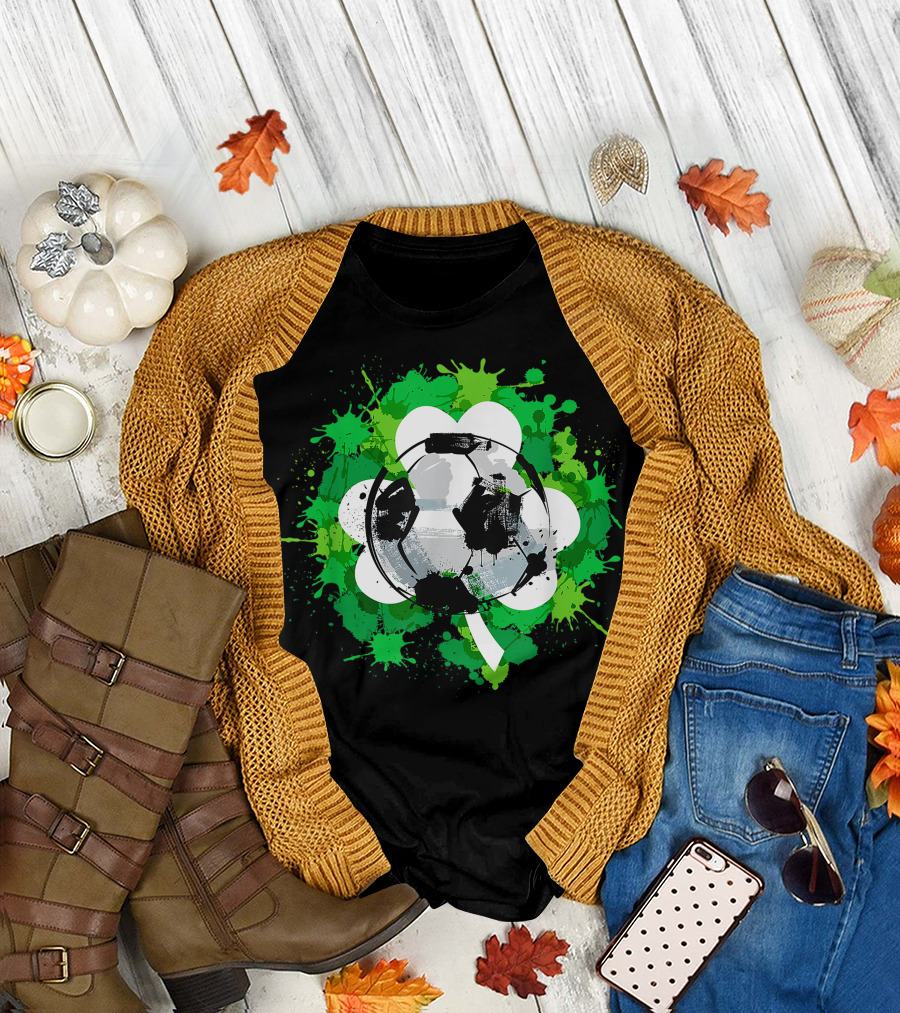 St. Patrick's Day Shamrock and Soccer Ball T-Shirt