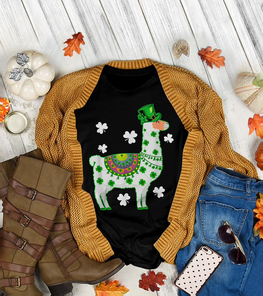 Llamas Lover Leprechaun Llama Shamrock St. Patrick's Day T-Shirt