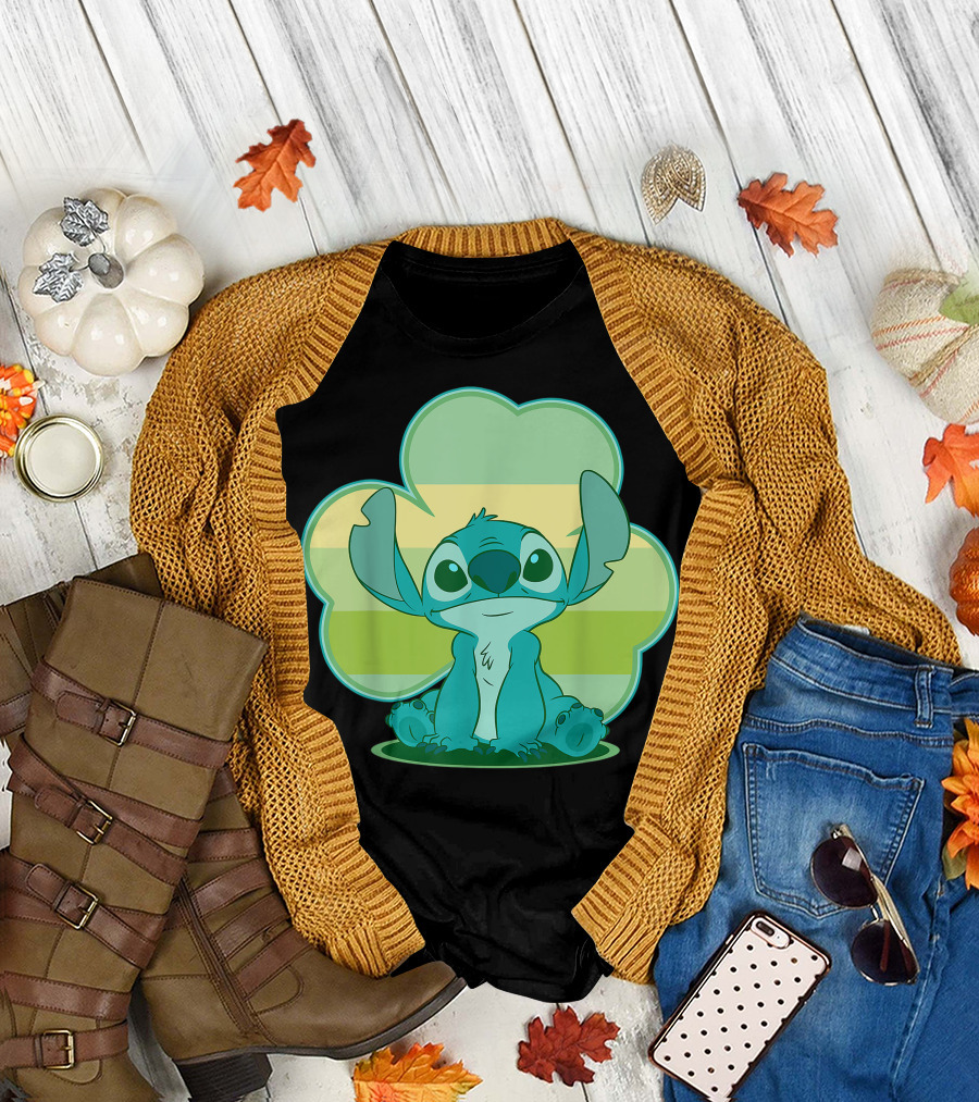 Lilo Stitch St. Patrick's Day Clover Disney Stitch T-Shirt