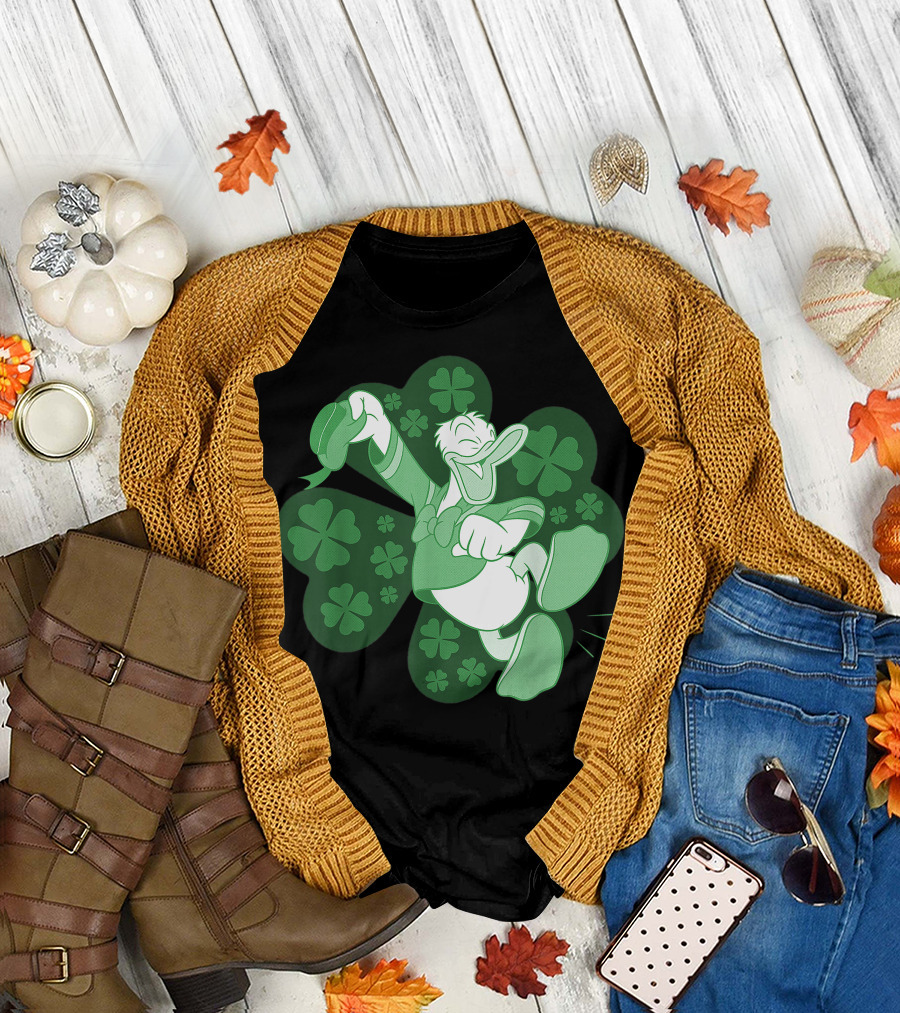 Disney Mickey And Friends St. Patrick's Day Donald Duck Celebration with Shamrocks T-Shirt