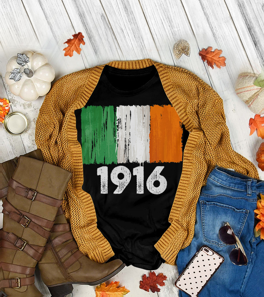 Ireland 1916 Easter Rising Rebellion with Tricolor Flag T-Shirt