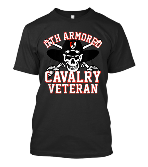 11Th Armored Cavalry Regiment Veteran Skull Hat Swords Badge T-Shirt