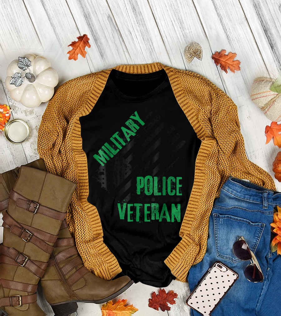 Military Police Veteran American Flag T-Shirt