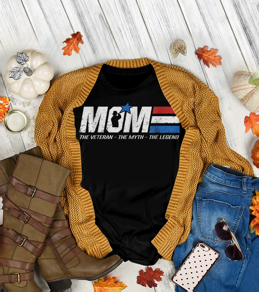 MOM The Veteran The Myth The Legend Silhouette Star Stripes T-Shirt