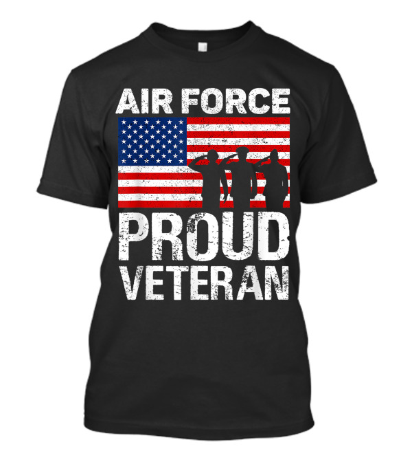 Air Force Proud Veteran Red White Blue Flag Salute T-Shirt