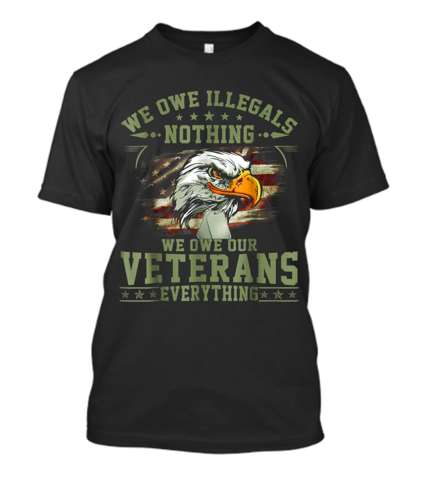 We Owe Illegals Nothing We Owe Our Veterans Everything Bald Eagle American Flag T-Shirt