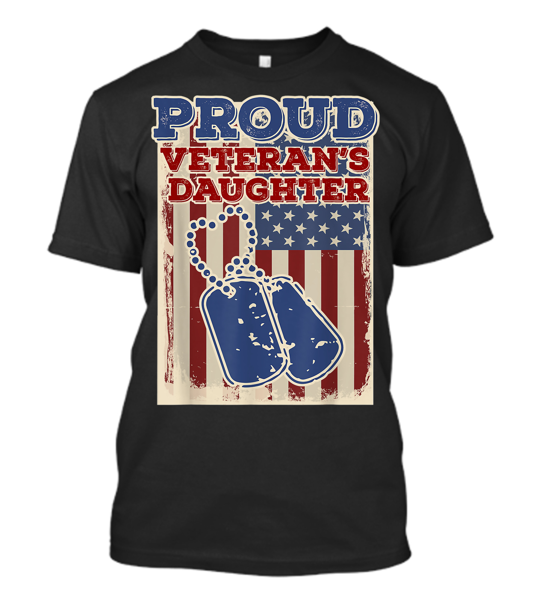 Proud Veteran's Daughter American Flag Dog Tags T-Shirt