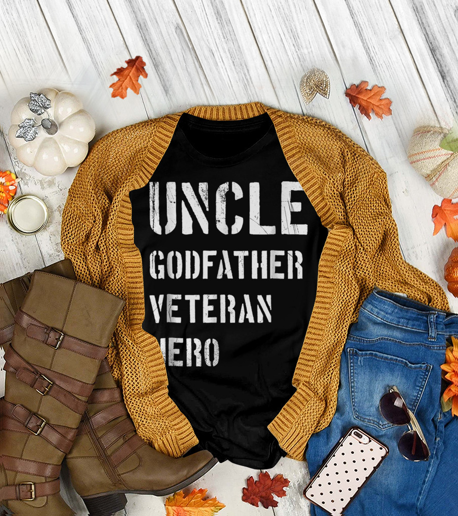 Uncle Godfather Veteran Hero Military Announcement T-Shirt
