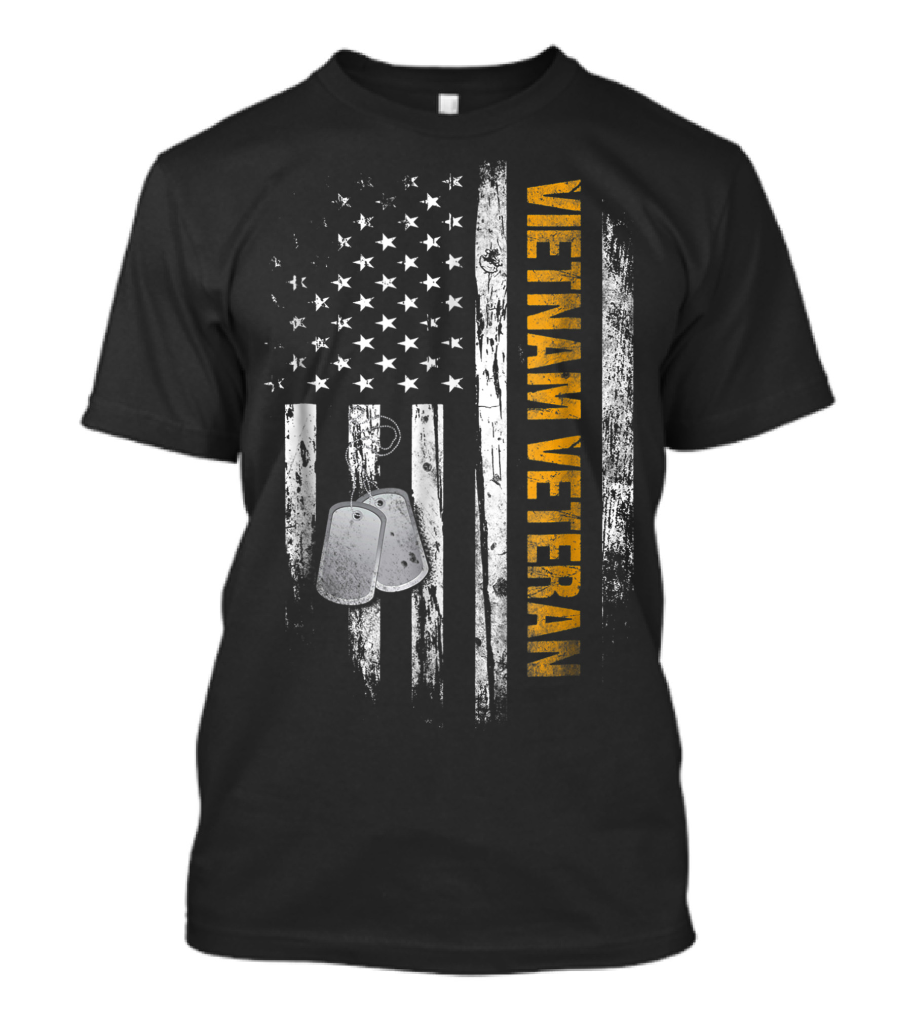 Vietnam Veteran USA Flag Dog Tags Vintage American T-Shirt