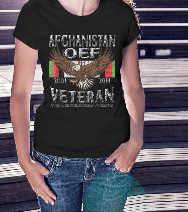 Afghanistan OEF Veteran 2001-2014 Operation Enduring Freedom Eagle Flag T-Shirt