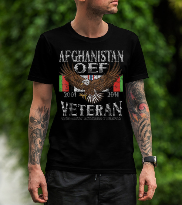 Afghanistan OEF Veteran 2001-2014 Operation Enduring Freedom Eagle Flag T-Shirt