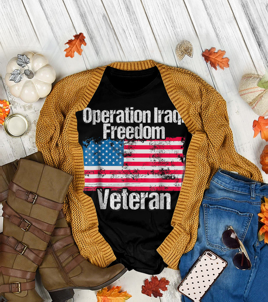 Operation Iraqi Freedom Veteran US Flag T-Shirt