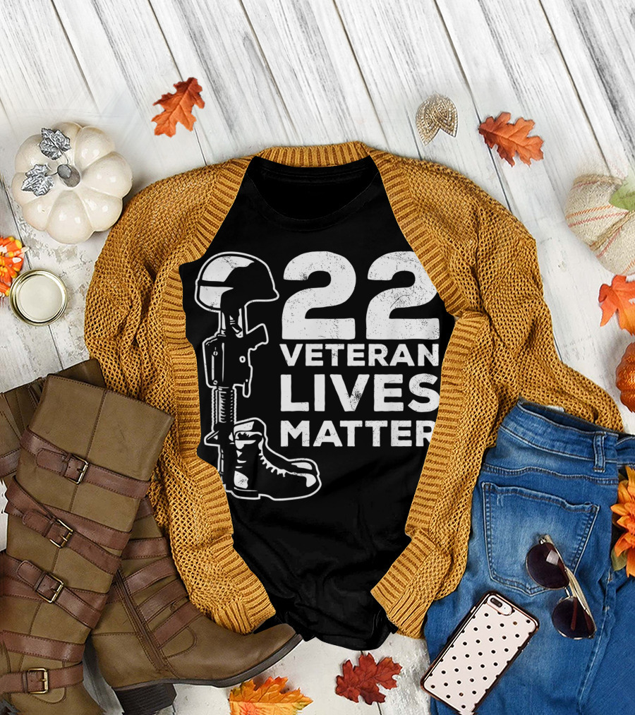 22 Veteran Lives Matter Suicide Awareness Rifle Helmet Boot T-Shirt