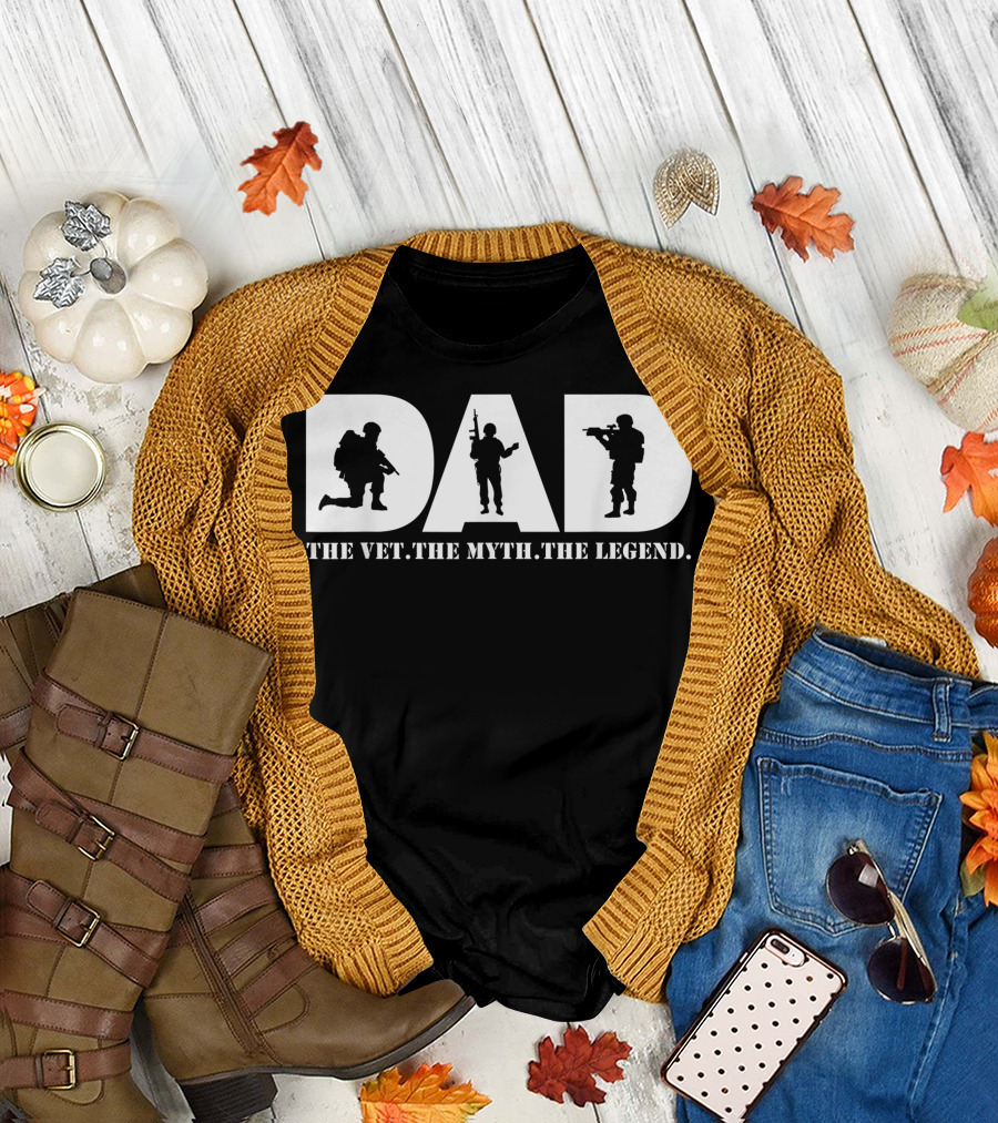 Dad The Vet The Myth The Legend Military Veteran Warrior T-Shirt