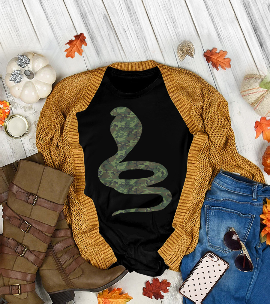 Military Cobra Camo Print US Veteran Snake T-Shirt