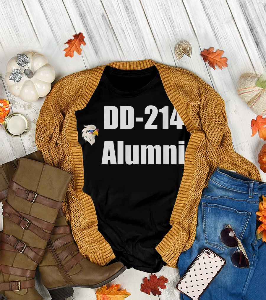 DD 214 Alumni US Military Veteran Bald Eagle Flag T-Shirt