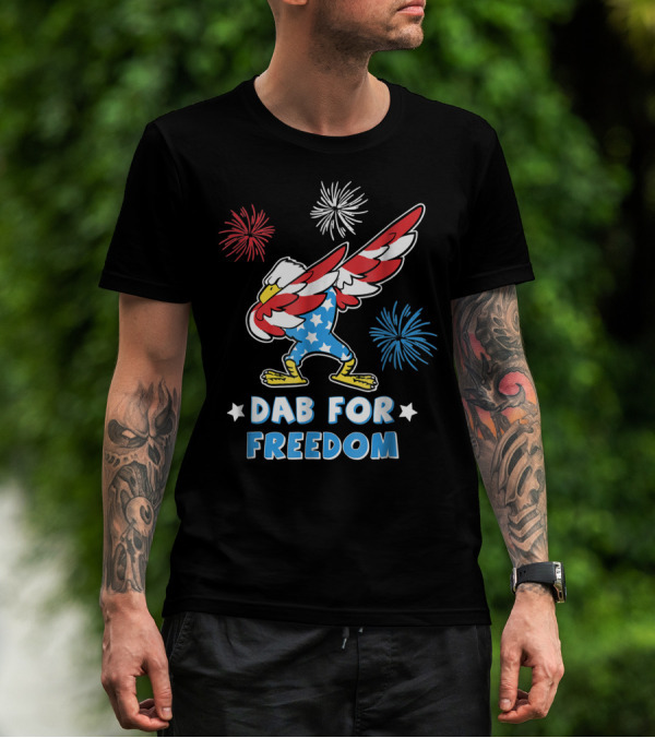 Dab For Freedom American Independence Eagle With Fireworks T-Shirt