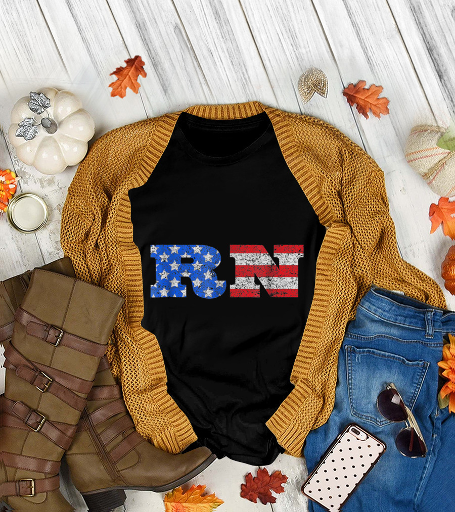 American Flag RN Nurse T-Shirt