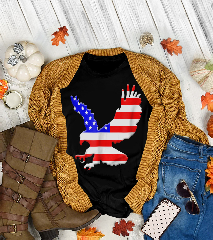 4th Of July American Flag Eagle USA Patriotic Design Women Men Kids T-Shirt