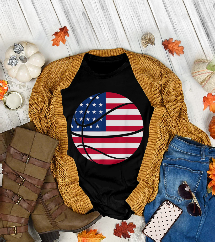 4Th Of July Basketball American Flag Sports Funny T-Shirt