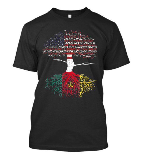 American Hearts Cameroonian Roots Patriot USA Cameroon Tree Flag T-Shirt