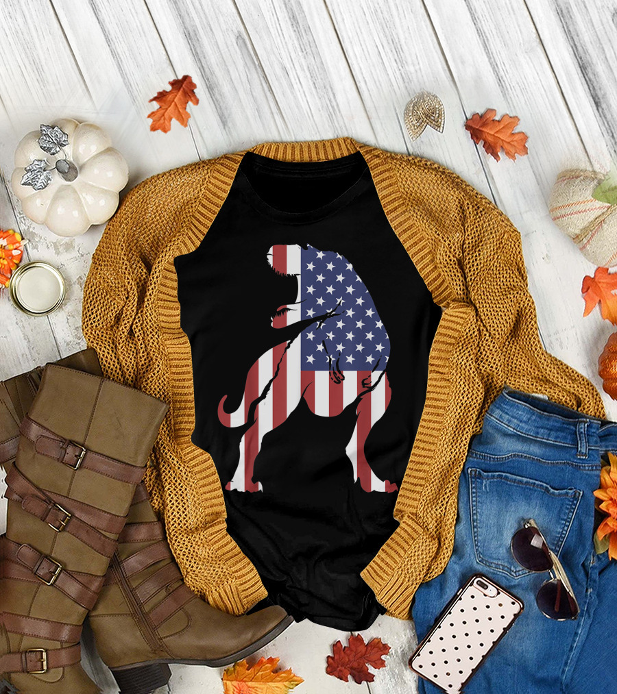 American Flag Dinosaur Cool America Dino Lovers T-Rex T-Shirt