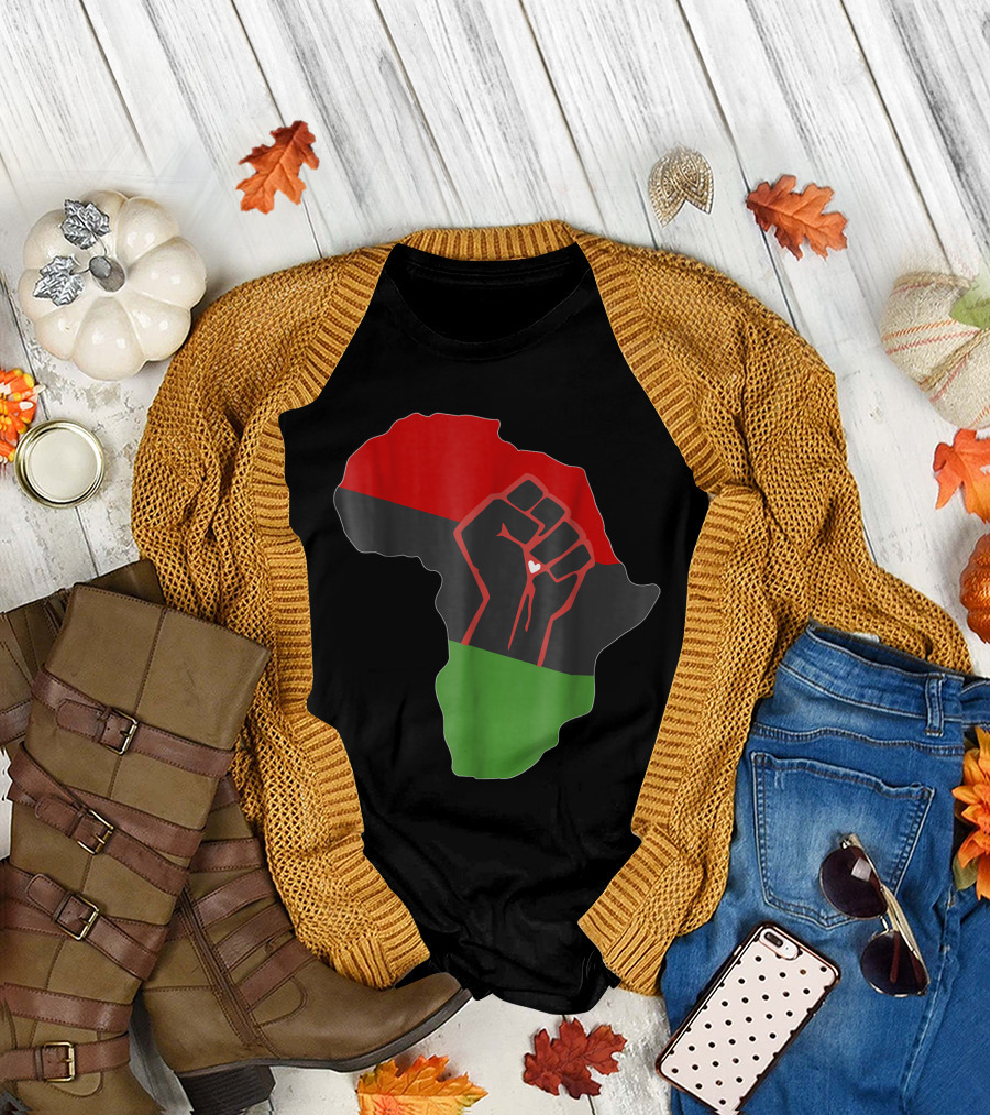Africa Pan African American Pride Decent Continent Fist T-Shirt
