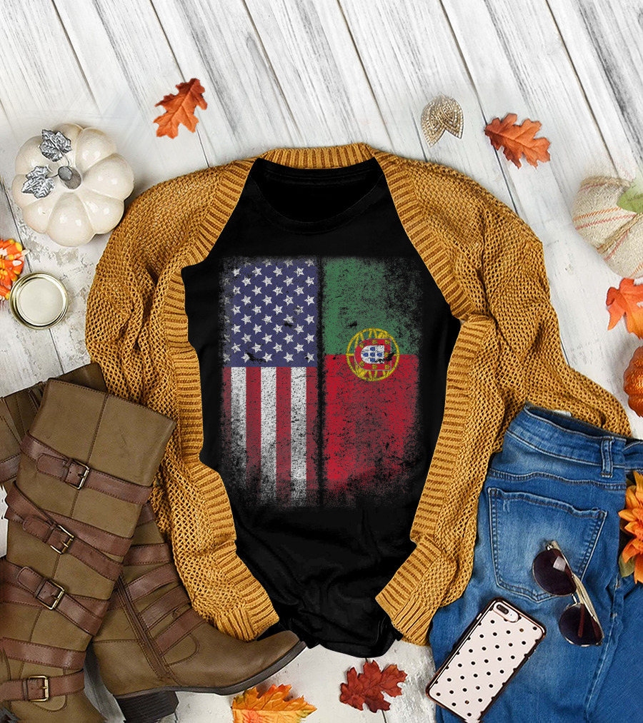 Portuguese American Flag Portugal USA America Dual National Pride T-Shirt