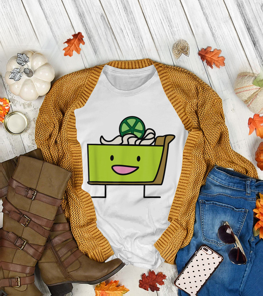 Key Lime Pie Slice with Graham Crust and Whipped Cream Face T-Shirt