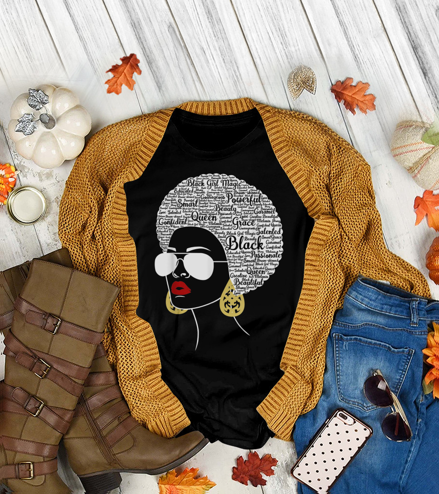 Black Girl Magic Powerful Beautiful Confident Grace Educated Talented Queen T-Shirt